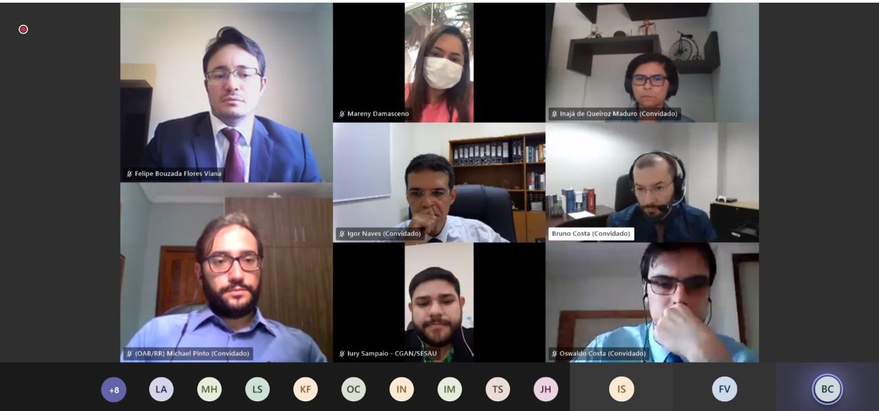 Foto de uma reunião virtual mostrando as pessoas que estão participando 