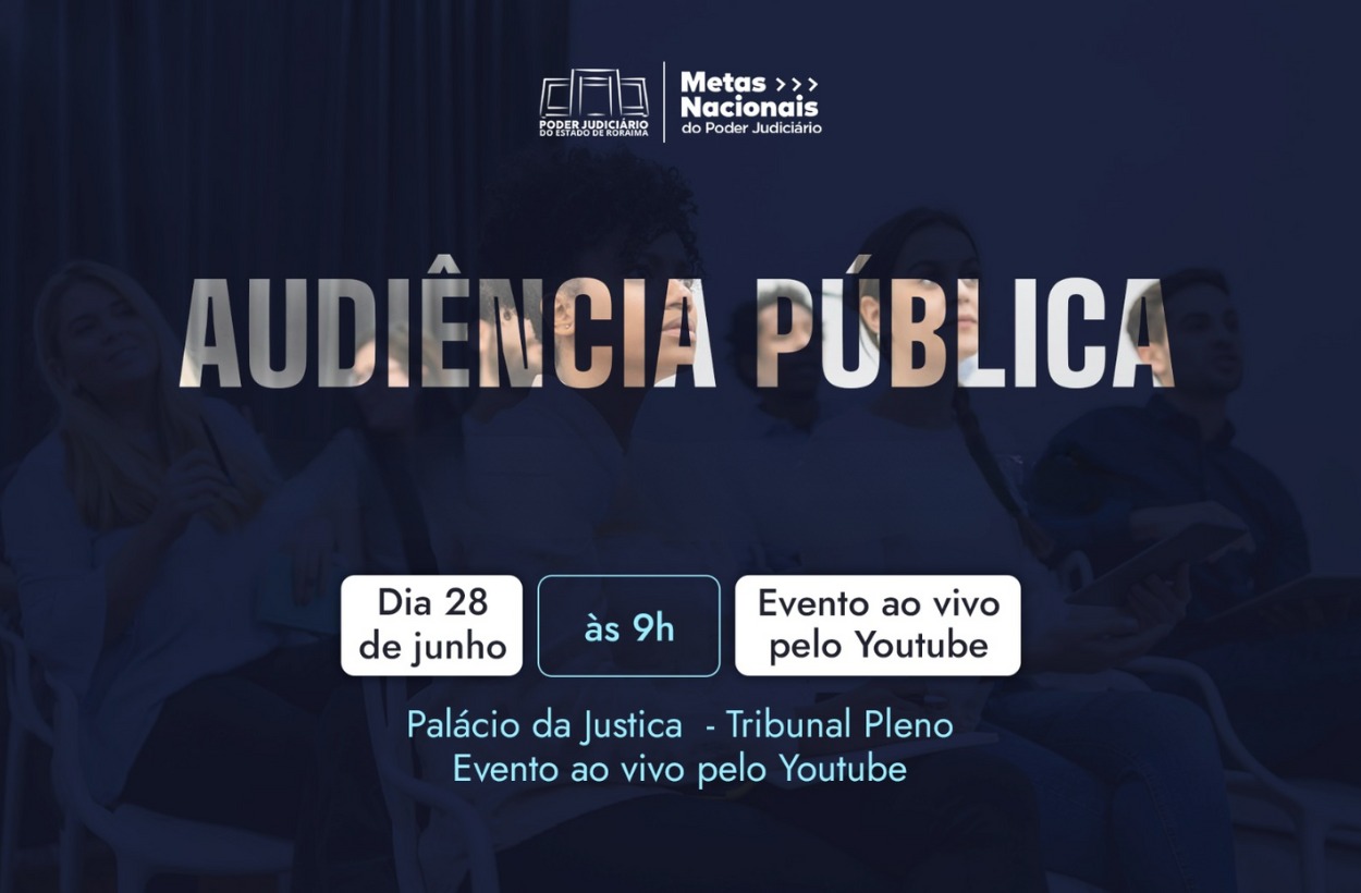 card de divulgação da audiência publica com fundo azul e informações de horário e local