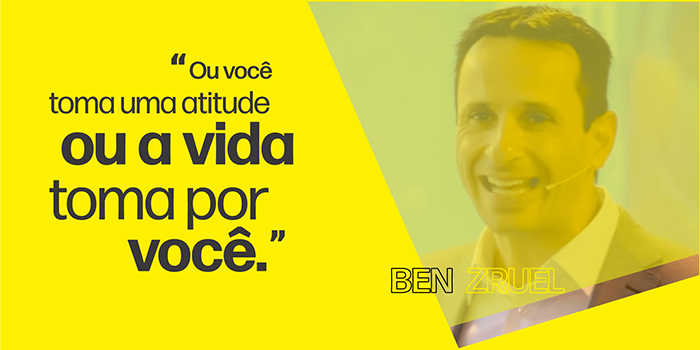 Baner da palestra de Ben Zruel, especialista em educação financeira.