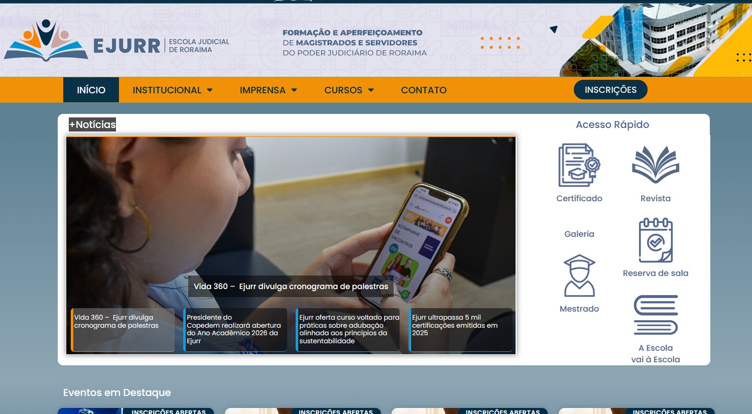 Cursos da Escola Judicial de Roraima – EJURR