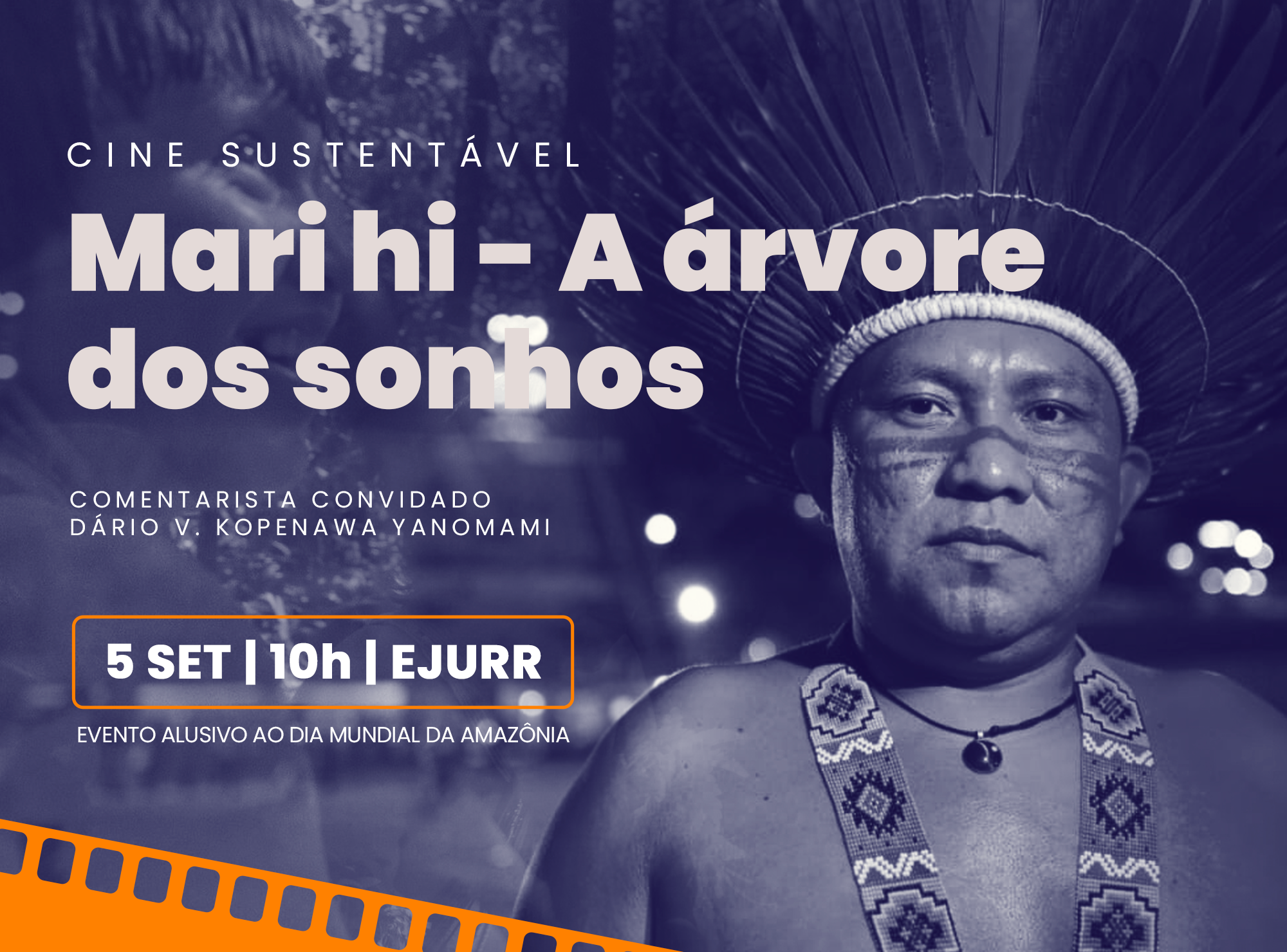 card de divulgação do filme: "Mari hi - A árvore dos sonhos" do cineasta Yanomami Mozaniel Iramari.